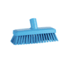 Blue plastic scrub brush with bristles.